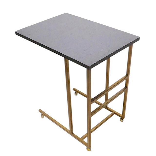 1970s Hollywood Regency Brass and Formica Serving Bar Cart For Sale - Image 10 of 12