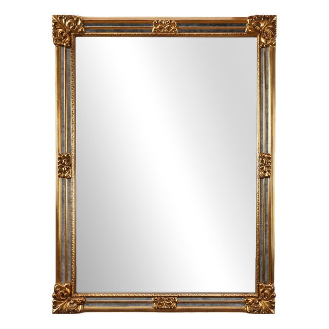 Mid-Century Rectangular Gilt Mirror from Deknudt, Belgium, 1980s For Sale