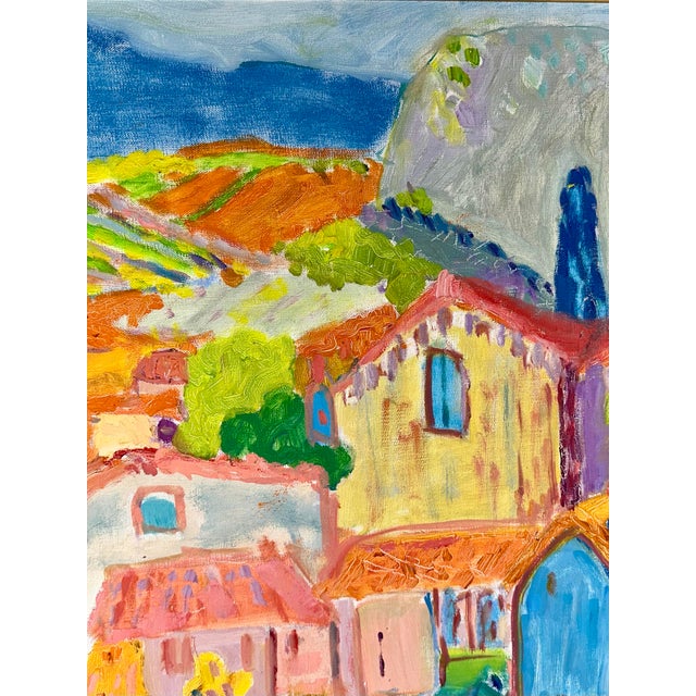Wood 20th Century French Fauvist Painting of the Village De Ollioules, France For Sale - Image 7 of 12