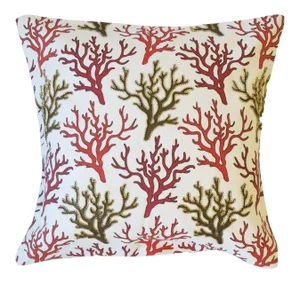 Throw Accent Pillow With Red Coral Design