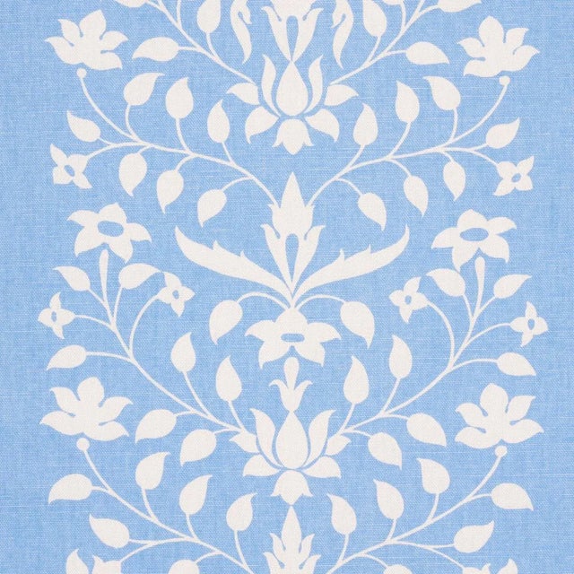 2020s Schumacher x Marie-Anne Oudejans Jaipur Mughal Flower Fabric in Cornflower Blue For Sale - Image 5 of 5
