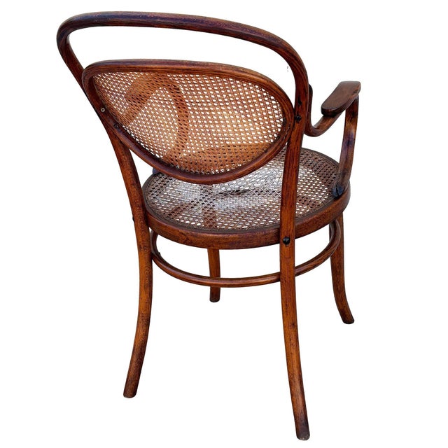 Wood Late Victorian Bent Oak & Cane Nr. 8256 Armchair Attributed to DLG Thonet For Sale - Image 7 of 8