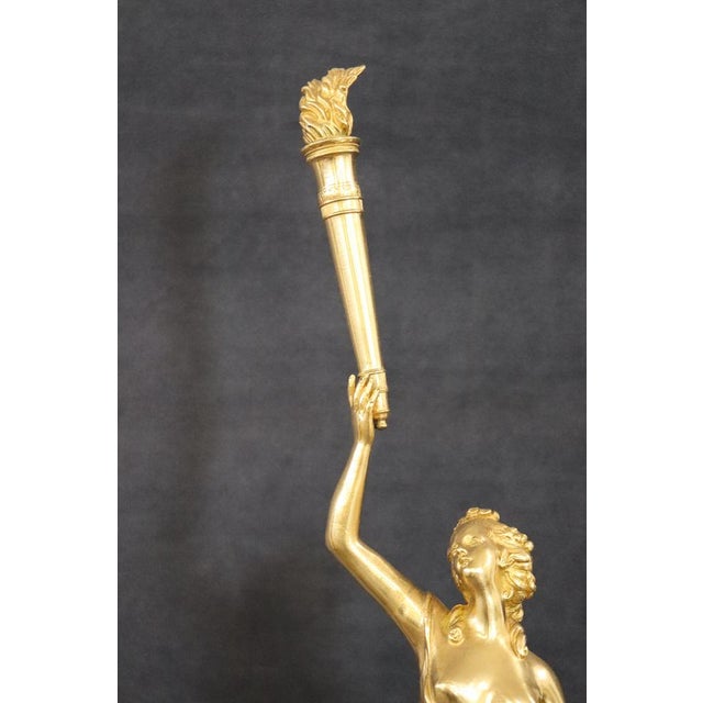 Gold Sculptural Figures, Gilt Bronze on Alabaster Bases, Early 20th Century, Set of 2 For Sale - Image 8 of 18
