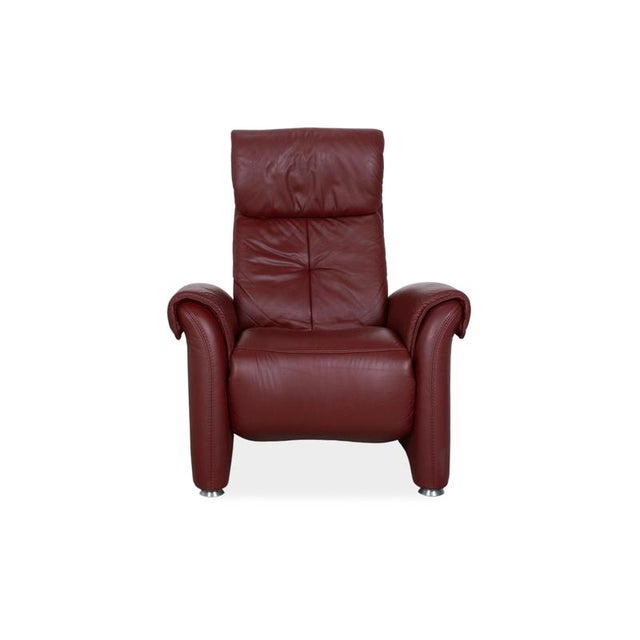 Cherry Red Leather Armchair from Himolla For Sale - Image 15 of 18