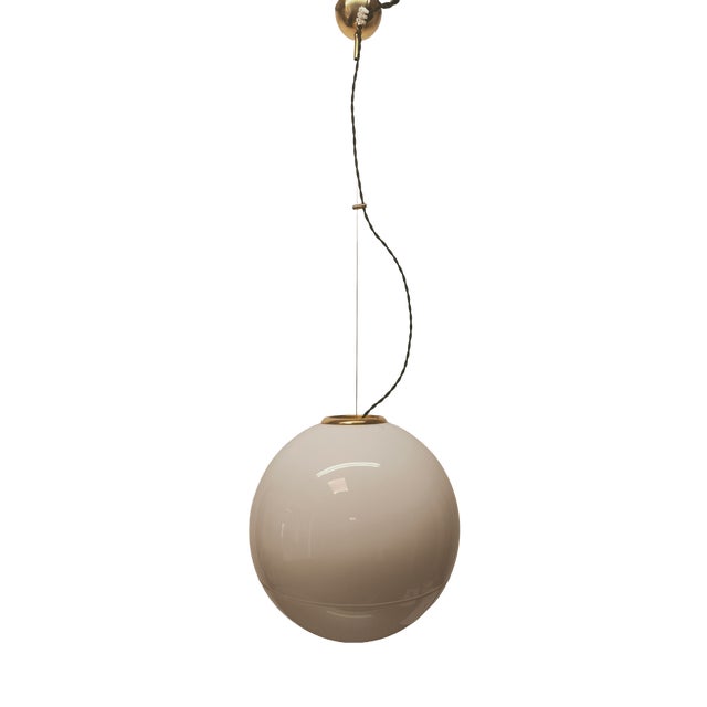 Leucos Suspension with Brass Frame by Roberto Pamio, 1980s For Sale