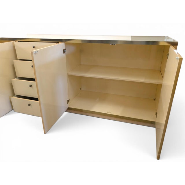 Vintage Beige and Gold Lacquered Wooden Sideboard, 1970s For Sale - Image 5 of 11