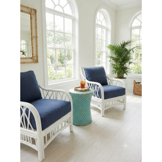 Turquoise Vintage Turquoise Glazed Ceramic Quilted Lattice Garden Stool & Accent Table For Sale - Image 8 of 12