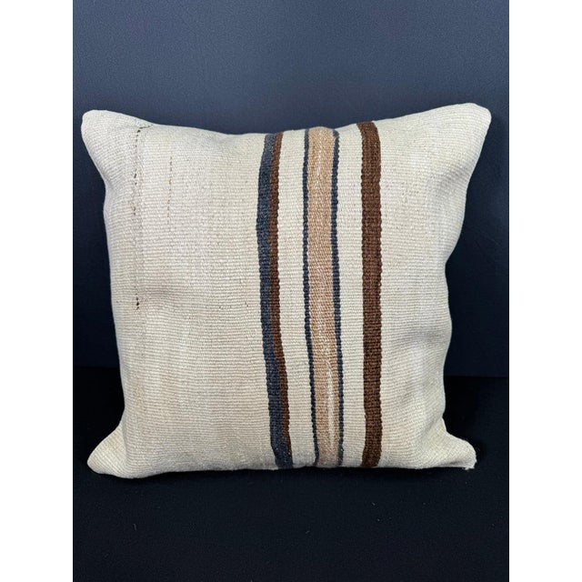 Turkish Hemp Pillow Cushion Natural Beige Brown Pillow Cushion Cover 20x20 For Sale - Image 4 of 4