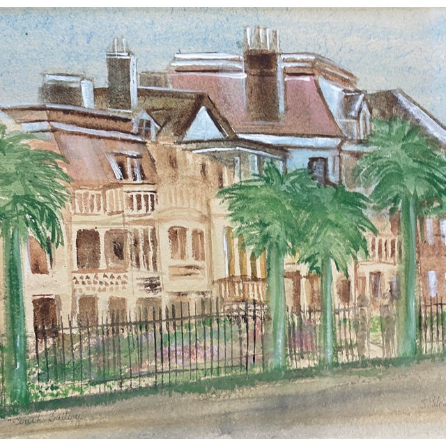 1986 painting by Sherry Palombo (died 2013) "South Battery" watercolor on paper, signed, titled and dated 1986. Palombo...