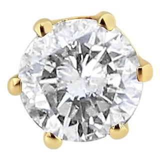 14K Yellow Gold Diamond Solitaire 6-Prong Single Solitaire Stud Earring , A Pair (3/8 cttw, I-J Color, I2-I3 Clarity) For Sale