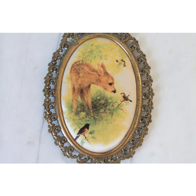 Off-white Vintage Framed Italian Silk Animal Wall Hangings - Set of 3 For Sale - Image 8 of 12