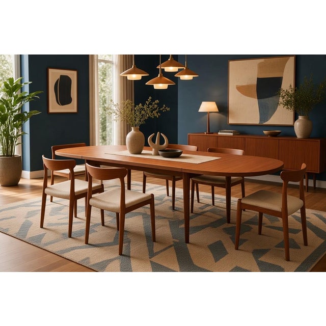 Brown Oval Dining Table in Teak and Oak with Two Extension Leaves by Bertil Fridhagen for Bodafors, 1960 For Sale - Image 8 of 17