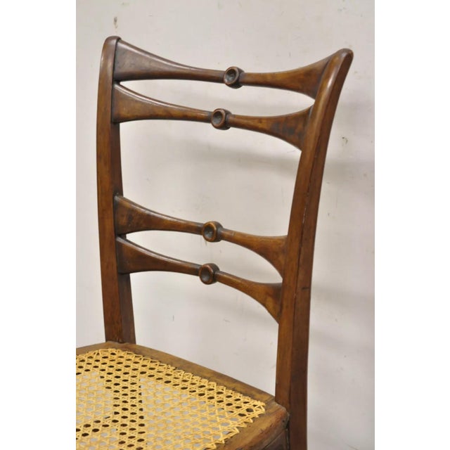 Mid 19th Century Antique Italian Biedermeier Arts & Crafts Walnut Bowtie Chiavari Side Chair Pair For Sale - Image 4 of 12