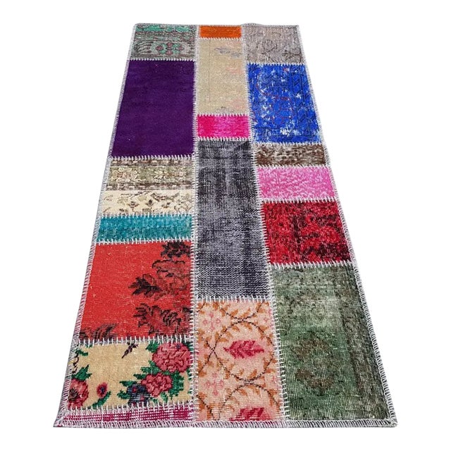 Mid 20th Century Geometric Anatolian Wool Runner For Sale