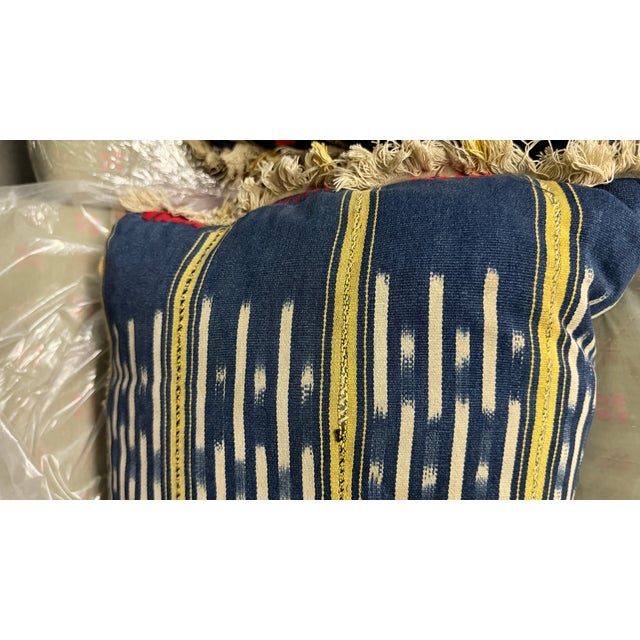 Pair of African Ikat Blue Pillows For Sale - Image 4 of 6