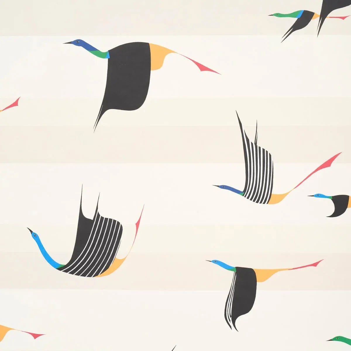Schumacher x Peg Norriss Flying West Wallpaper In Neutral | Chairish