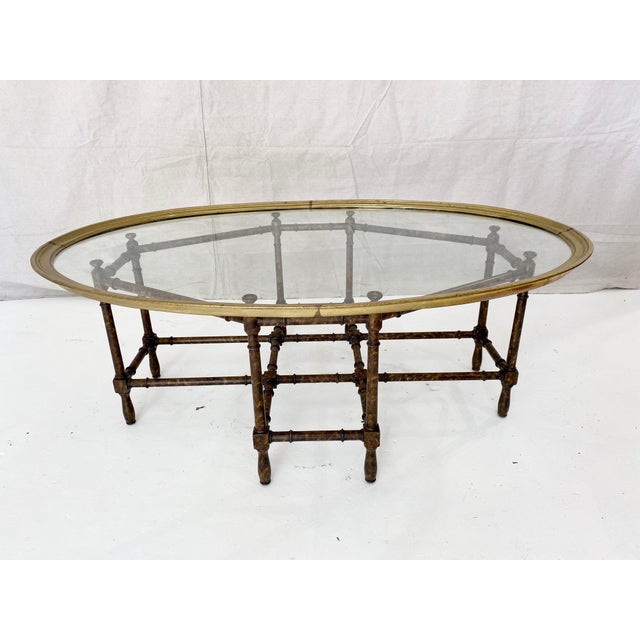 Vintage Brass Tray Top Faux Bamboo Coffee Table Chairish
