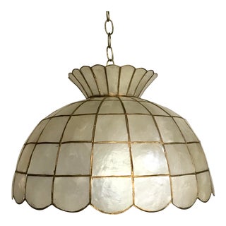 1950s Capiz Shell Pendant Light For Sale