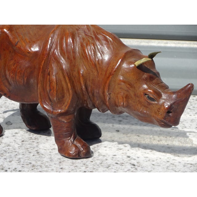 1950s Vintage Leather Rhinoceros, India, 1950s For Sale - Image 5 of 14