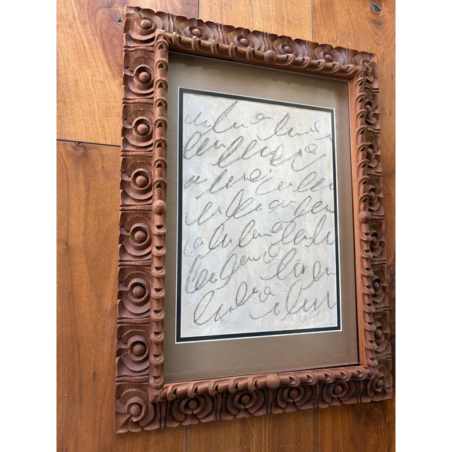 Wood 2025 Elle Yount Original Scribbles Painting in Vintage Frame For Sale - Image 7 of 11