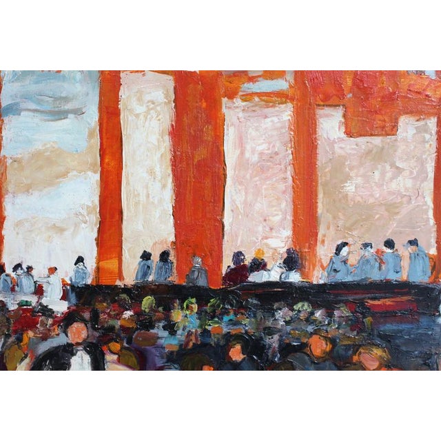 P. Olland, La Brasserie Georges in Lyon, 1990s, Oil on Canvas For Sale - Image 7 of 16