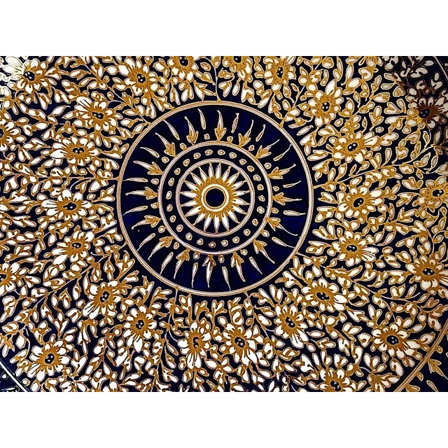 Floral Mandala Cobalt and Gold Plate For Sale - Image 4 of 10