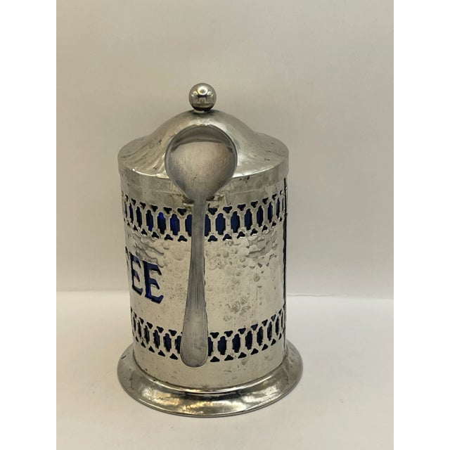 Metal Mid 20th Century Hammer Finished Silverplate Coffee Canister For Sale - Image 7 of 8