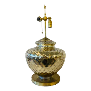 Single Large Mid-Century Modern Table Lamp, Mercury Glass, Brass, Jar, Urn Shape