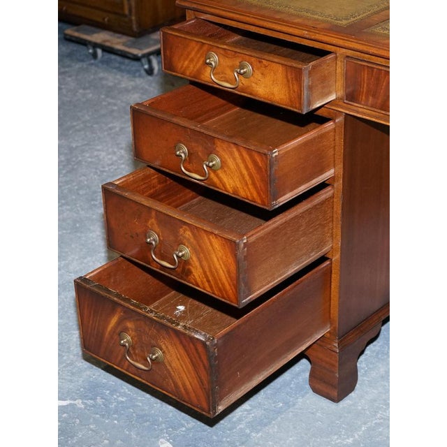 Vintage Pedestal Desk with Hunter Green Leather by Bevan Funnell For Sale - Image 5 of 18