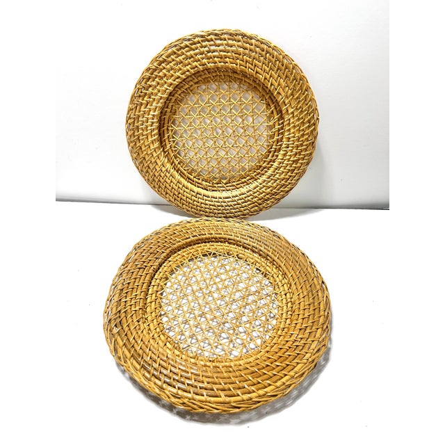 A wonderful set of 4 rattan plate chargers. Perfect for those summertime get-togethers. Dimensions 13" wide/deep 1.25"...