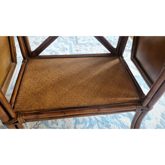 English Vintage British Colonial Rattan Side Tables – Pair For Sale - Image 3 of 18