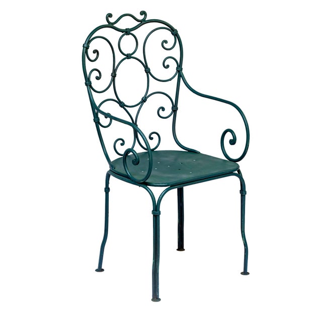 Antique Garden Table & Chairs, Set of 5 in Dark Green Patio For Sale - Image 13 of 15
