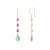 Metal Modern Ruby Emerald Long Dangle Drop Earrings for Her For Sale - Image 7 of 11