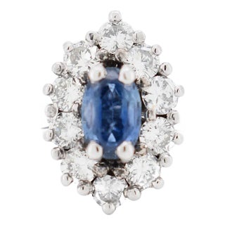 1970s Gold Sapphire Diamond Ring, Size For Sale