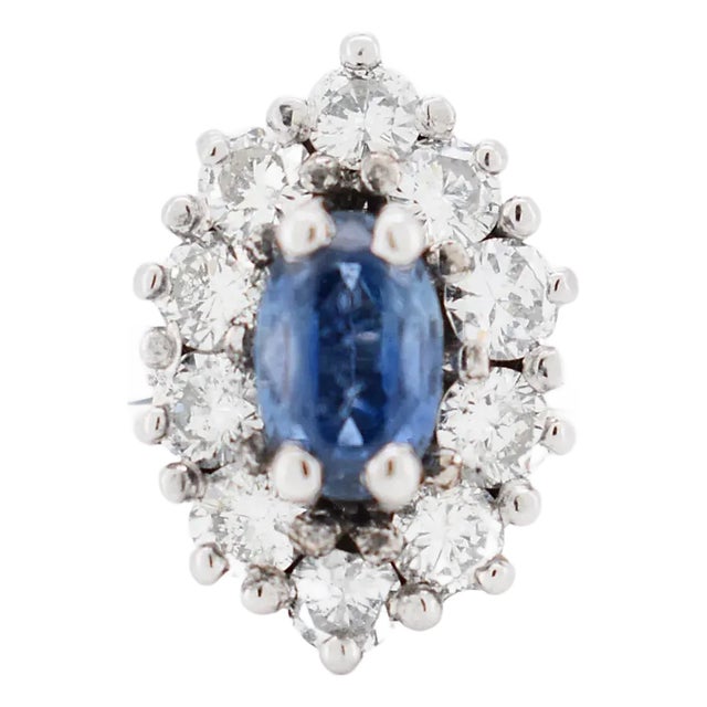 1970s Gold Sapphire Diamond Ring, Size For Sale