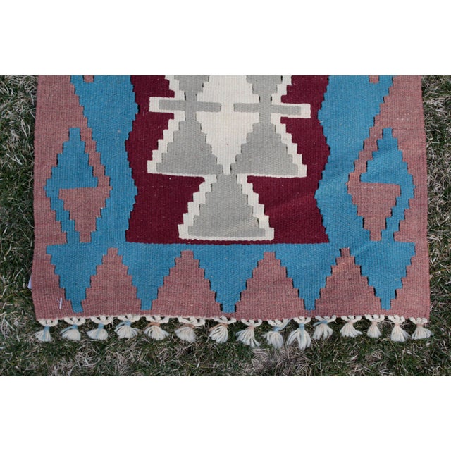Blue 1980s Tribal Blue Ethnic Kilim For Sale - Image 8 of 13