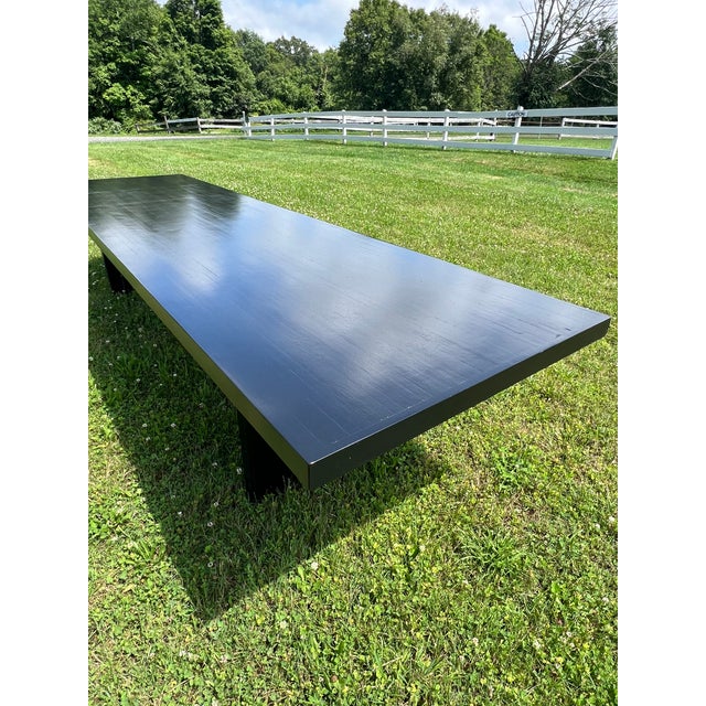 2020s Black Lacquer Banquet Dining Table or Conference Table or Communal Table Solid Wood Rustic Chic For Sale - Image 5 of 12