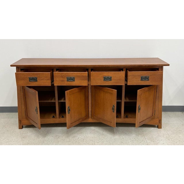 2020s Pre-Order (Micheal's Cherry) Mission 4 Door 4 Drawer Oak Sideboard - Michaels Cherry For Sale - Image 5 of 9