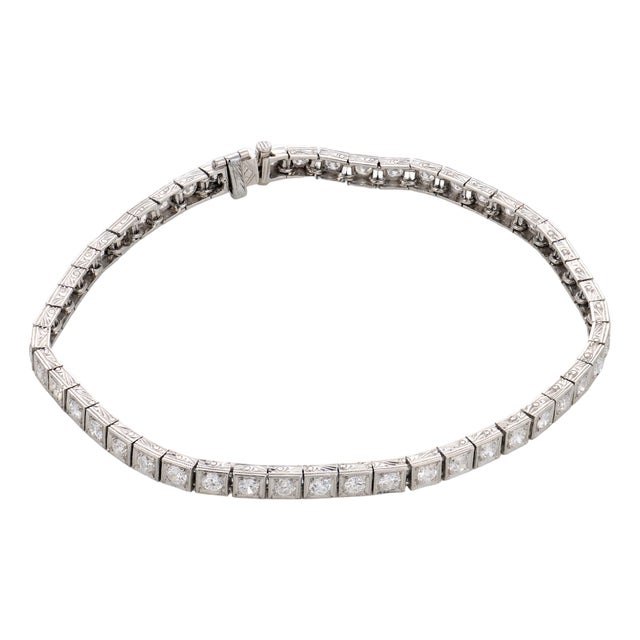 1920s Art Deco 2.00 Carat Old European Cut Diamond Platinum Tennis Bracelet For Sale
