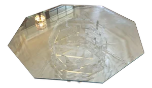 Vintage Stacked Brick Lucite and Glass Coffee Table
