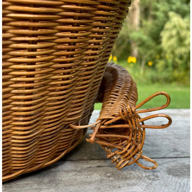 Mid 20th Century Vintage Mid 20th Century Rattan Wicker Frog Accent Storage Basket For Sale - Image 5 of 11