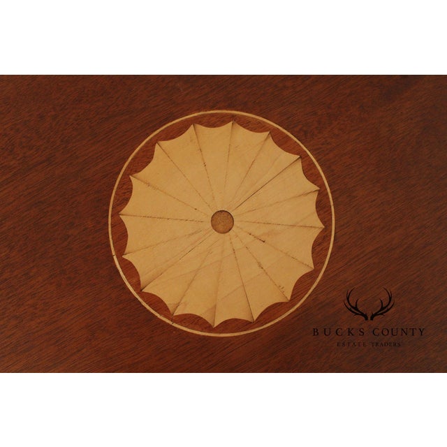 Federal Style Inlaid Mahogany Hand Crafted Oval Side Table For Sale - Image 9 of 12