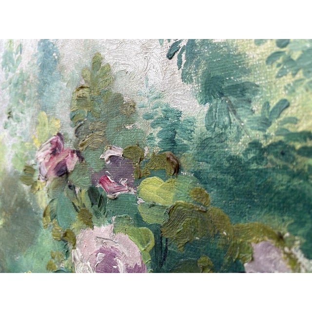 Flower Garden – Alexandre Guelle – 1911 An antique French floral oil painting on canvas from 1911 depicting garden...