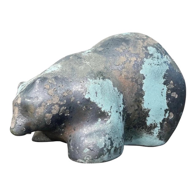 Tony Evans Evans Studio Raku Ceramic Pottery Bear Sculpture For Sale
