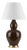 Matthew Izzo Home Iris Gourde Shaped Chocolate Brown Ceramic Table Lamp With Linen Drum Shade For Sale
