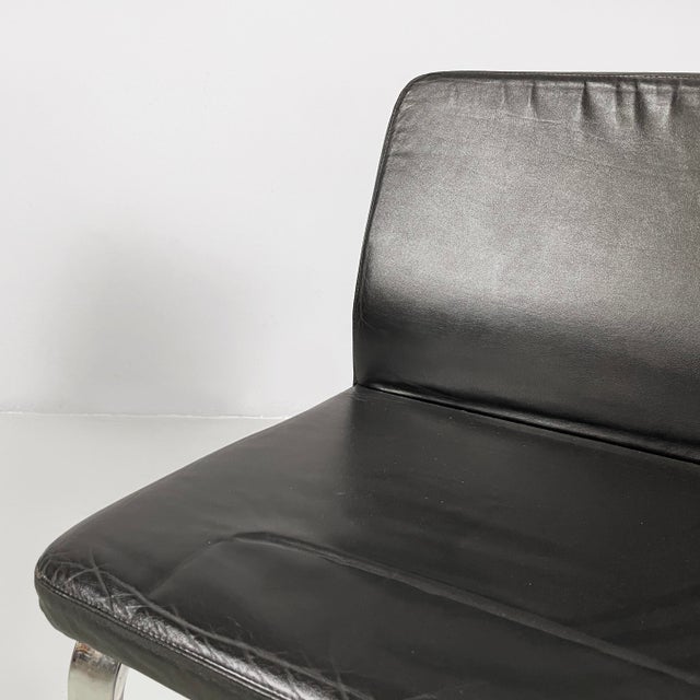 1980s Italian Modern Chair in Black Leather and Steel, 1980s For Sale - Image 5 of 18