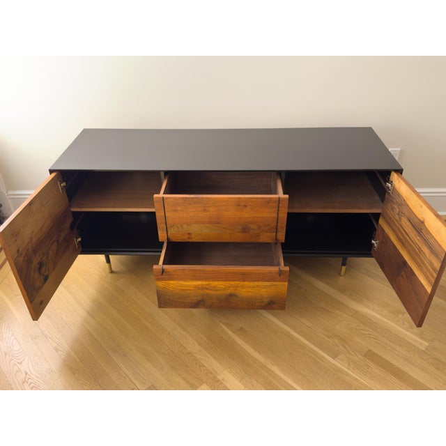 BDDW Lake Credenza Walnut and Graphite Lacquer For Sale - Image 12 of 15