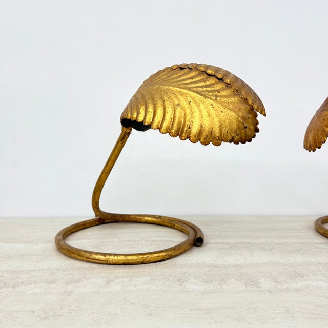 Hollywood Regency Leaf Table Lamps, 1970s, Set of 2, in Good conditions. Designed 1970 to 1979 European Plug (up to...