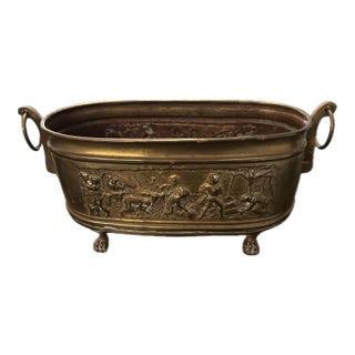 Antique French Brass Jardiniere Planter For Sale