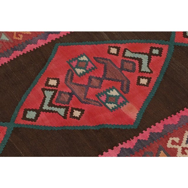 1950s Vintage Northwest Persian Kilim in Brown With Red Medallions by Rug & Kilim For Sale In New York - Image 6 of 8